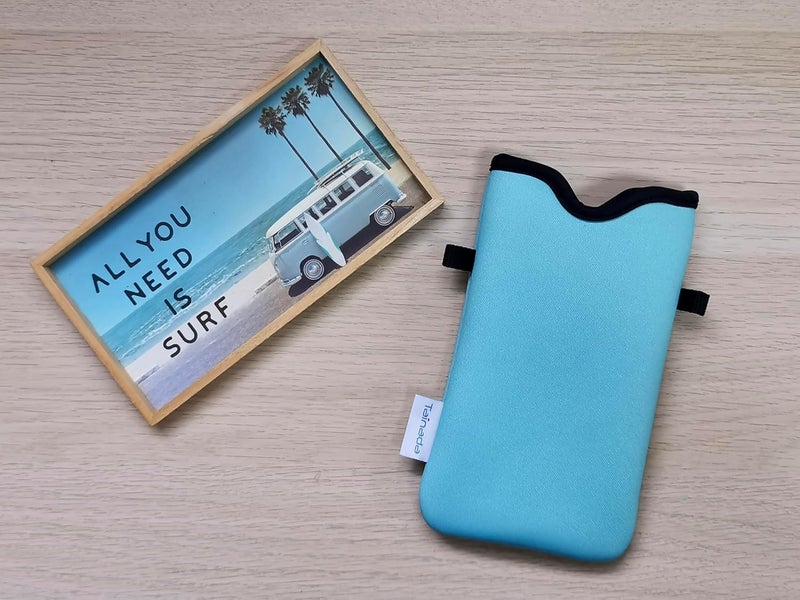 Tainada Men Women Neoprene Phone Sleeve Pouch Case Bag with Crossbody Strap/Neck Lanyard for iPhone 17/16/15 Pro Max, Air, 16/15/14 Plus, 16e; Samsung S25,S24, A56, S25 FE, Z Fold7 (Turquoise Blue) - Image 3